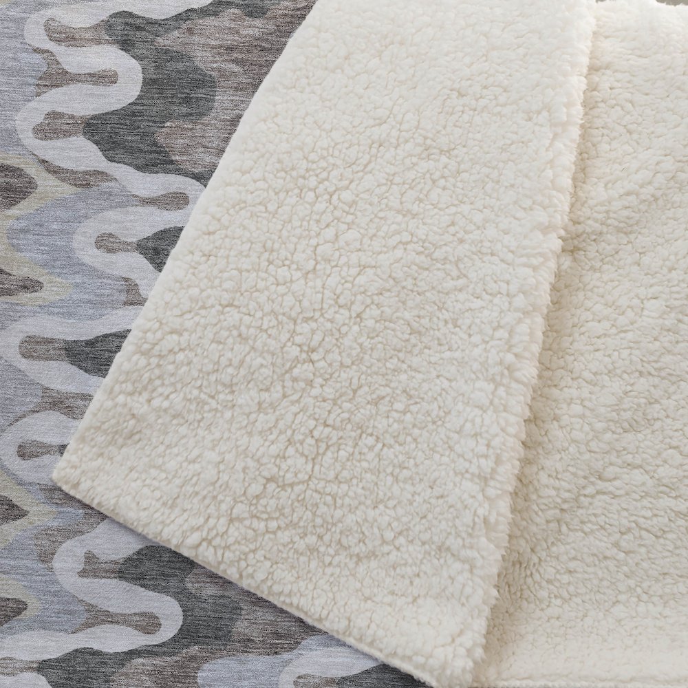Premium Machine Washable ASB750 Charcoal 50" x 70" Sherpa Throw Blanket. Picture 2