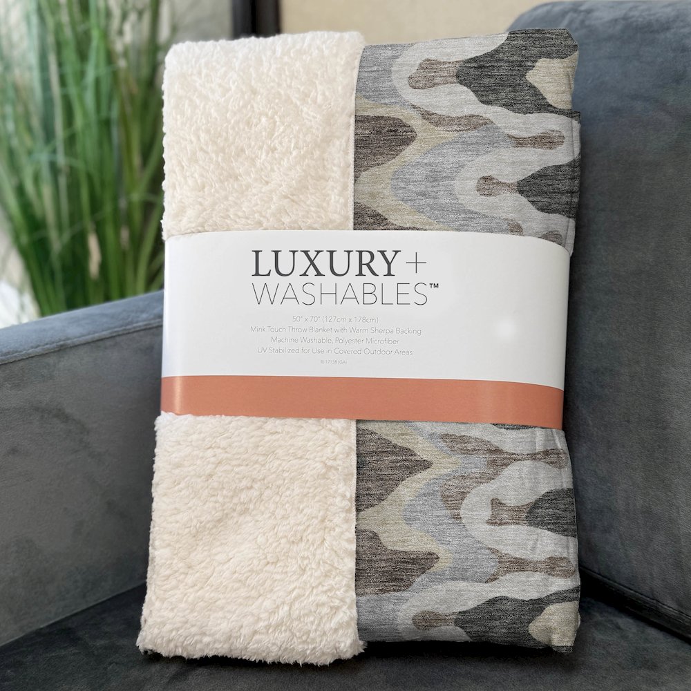 Premium Machine Washable ASB750 Charcoal 50" x 70" Sherpa Throw Blanket. Picture 3