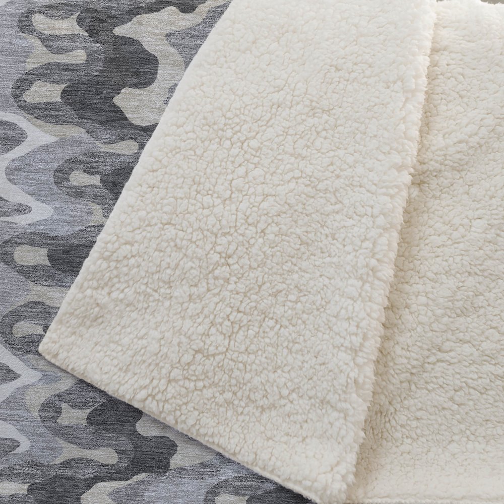 Premium Machine Washable ASB750 Gray 50" x 70" Sherpa Throw Blanket. Picture 2