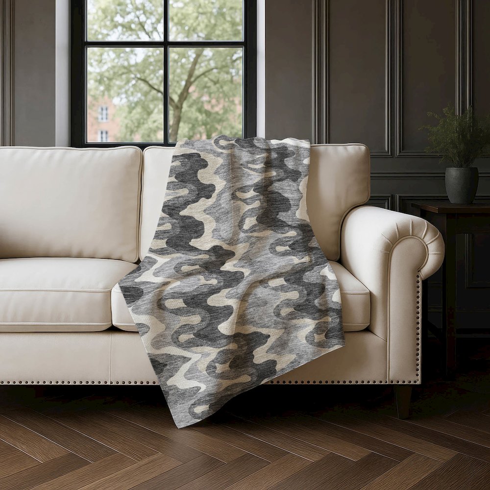 Premium Machine Washable ASB750 Gray 50" x 70" Sherpa Throw Blanket. Picture 4