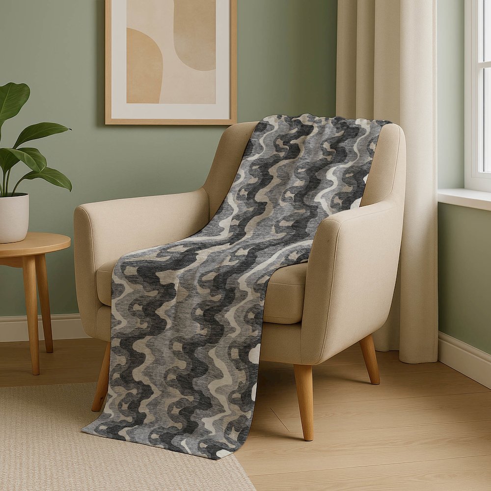 Premium Machine Washable ASB750 Gray 50" x 70" Sherpa Throw Blanket. Picture 5