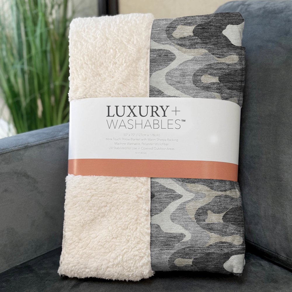 Premium Machine Washable ASB750 Gray 50" x 70" Sherpa Throw Blanket. Picture 3