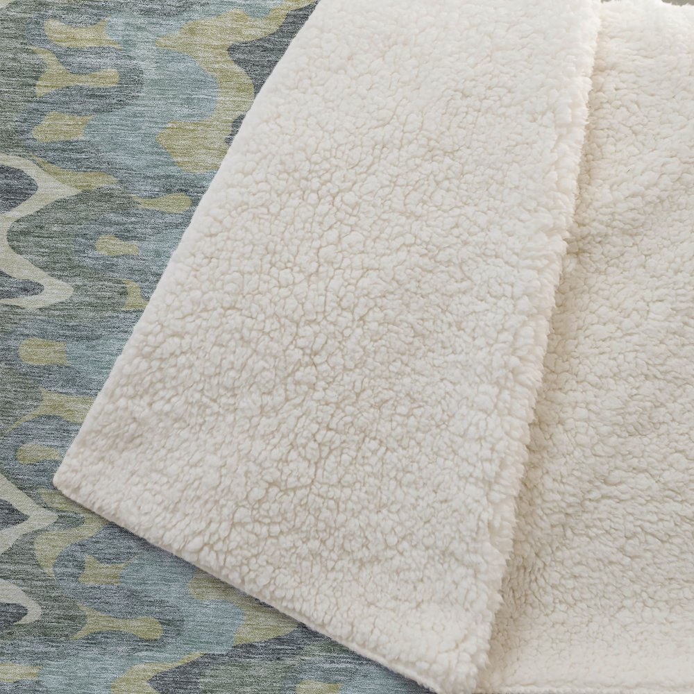 Premium Machine Washable ASB750 Sage 50" x 70" Sherpa Throw Blanket. Picture 2