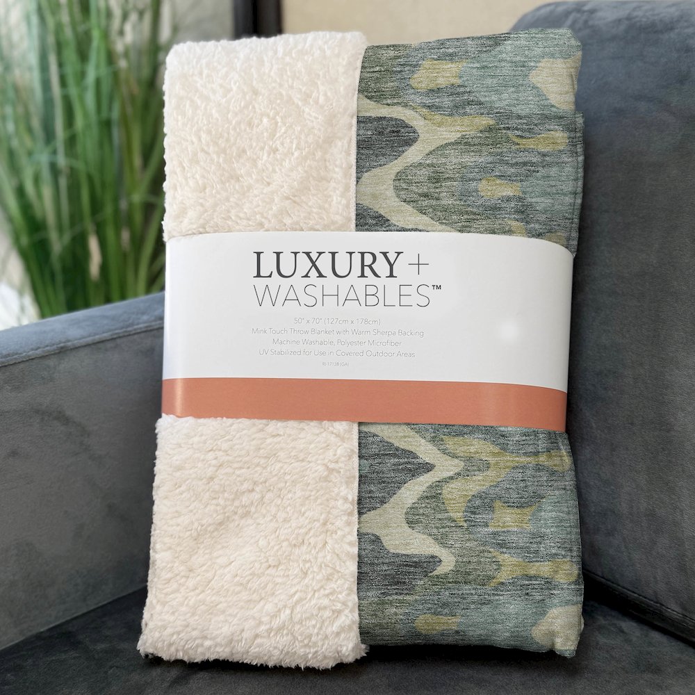 Premium Machine Washable ASB750 Sage 50" x 70" Sherpa Throw Blanket. Picture 3