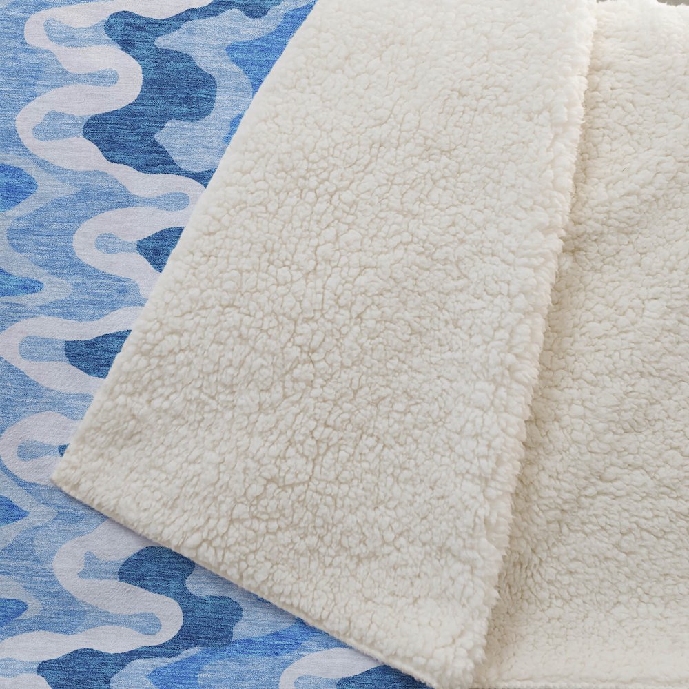 Premium Machine Washable ASB750 Sky 50" x 70" Sherpa Throw Blanket. Picture 2