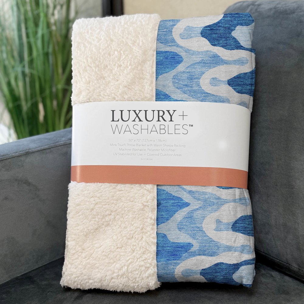 Premium Machine Washable ASB750 Sky 50" x 70" Sherpa Throw Blanket. Picture 3