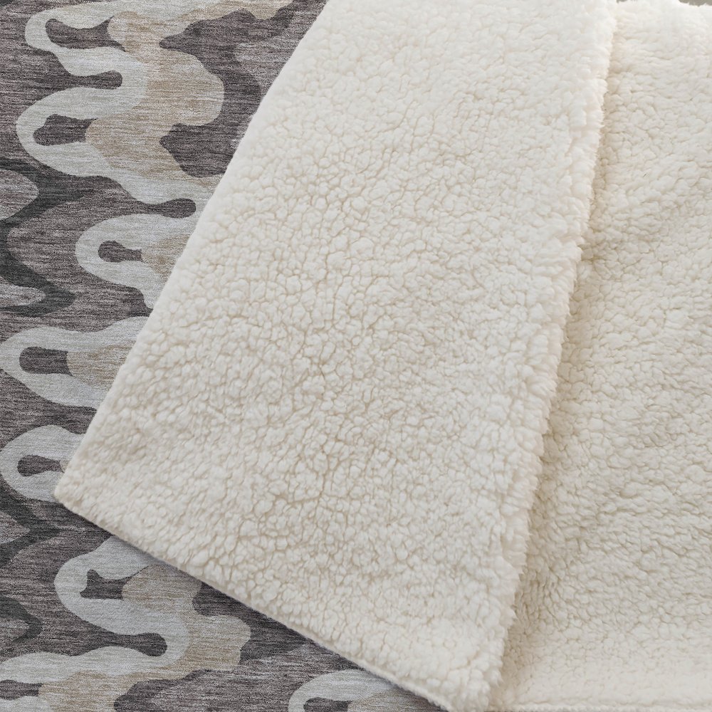 Premium Machine Washable ASB750 Taupe 50" x 70" Sherpa Throw Blanket. Picture 2