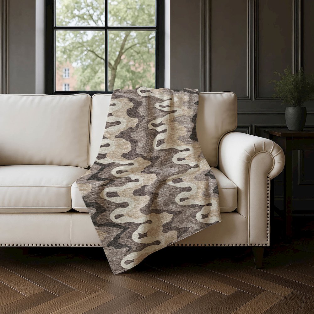 Premium Machine Washable ASB750 Taupe 50" x 70" Sherpa Throw Blanket. Picture 4