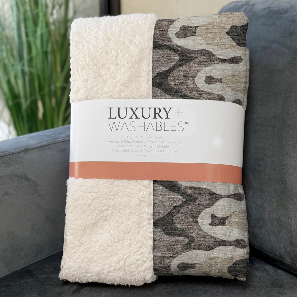 Premium Machine Washable ASB750 Taupe 50" x 70" Sherpa Throw Blanket. Picture 3