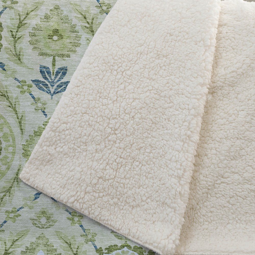 Premium Machine Washable ASB751 Aloe 50" x 70" Sherpa Throw Blanket. Picture 2