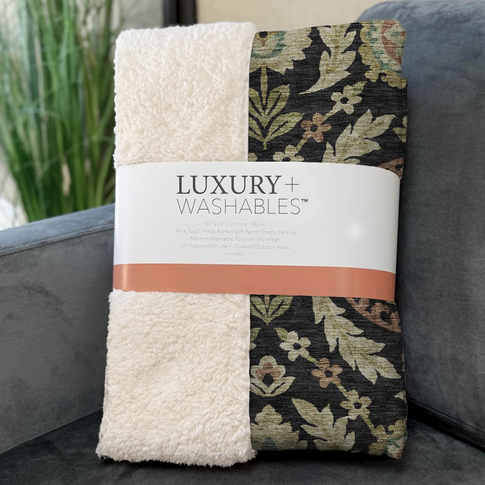 Premium Machine Washable ASB751 Black 50" x 70" Sherpa Throw Blanket. Picture 3