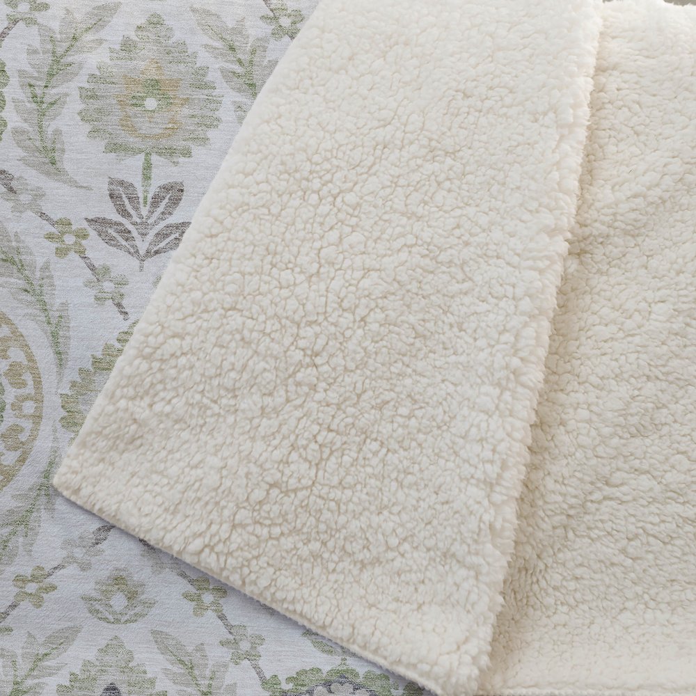 Premium Machine Washable ASB751 Ivory 50" x 70" Sherpa Throw Blanket. Picture 2
