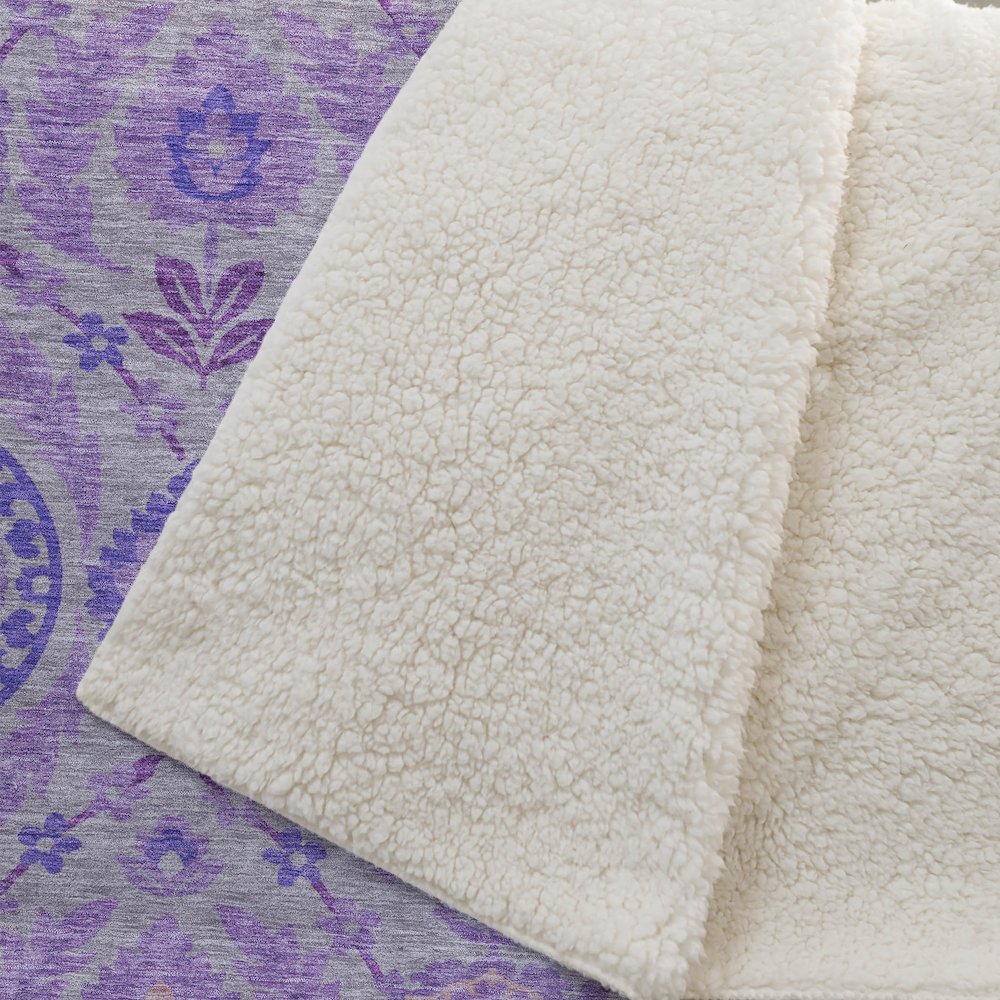 Premium Machine Washable ASB751 Lavender 50" x 70" Sherpa Throw Blanket. Picture 2