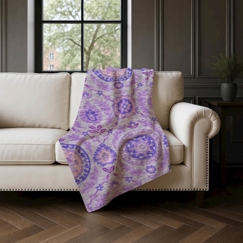 Premium Machine Washable ASB751 Lavender 50" x 70" Sherpa Throw Blanket. Picture 4