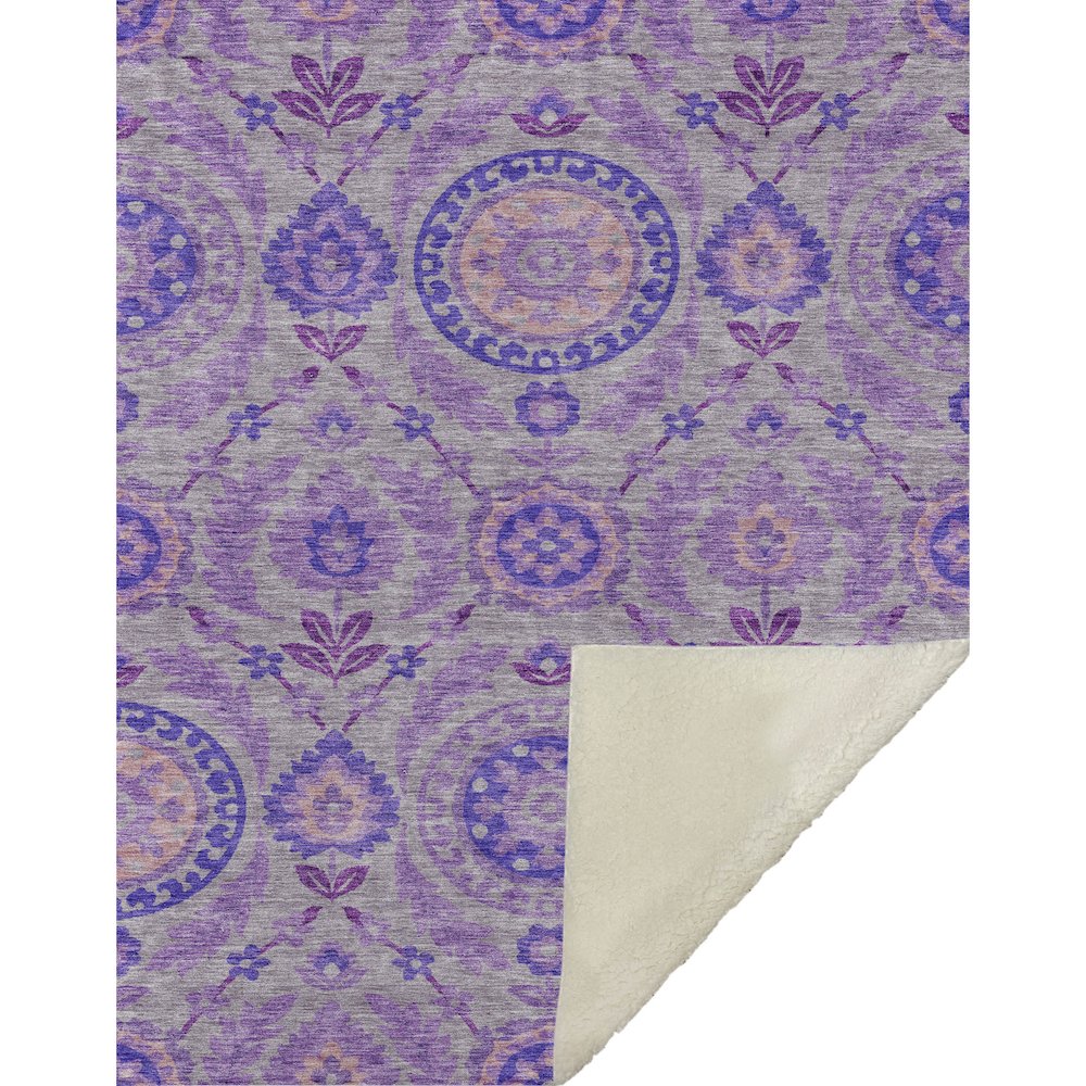 Premium Machine Washable ASB751 Lavender 50" x 70" Sherpa Throw Blanket. Picture 1