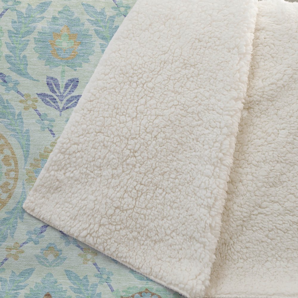 Premium Machine Washable ASB751 Mint 50" x 70" Sherpa Throw Blanket. Picture 2