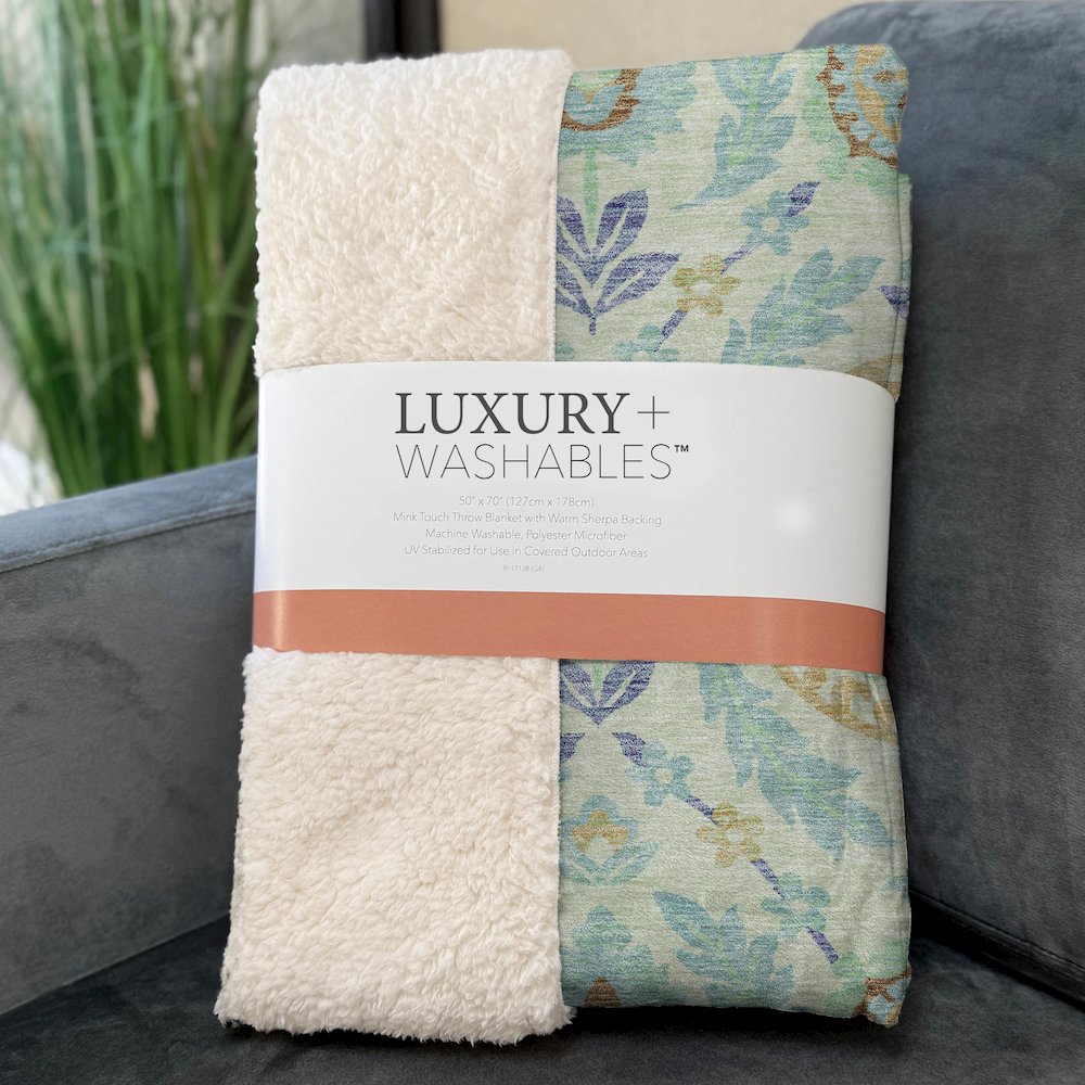 Premium Machine Washable ASB751 Mint 50" x 70" Sherpa Throw Blanket. Picture 3