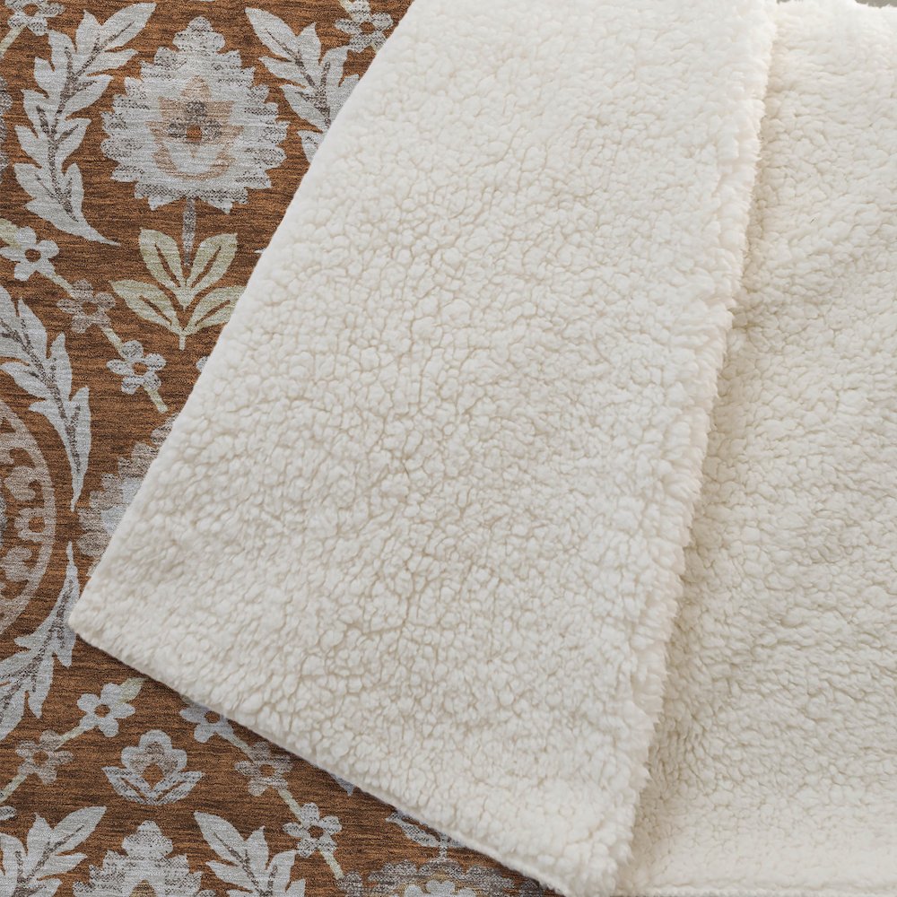 Premium Machine Washable ASB751 Paprika 50" x 70" Sherpa Throw Blanket. Picture 2