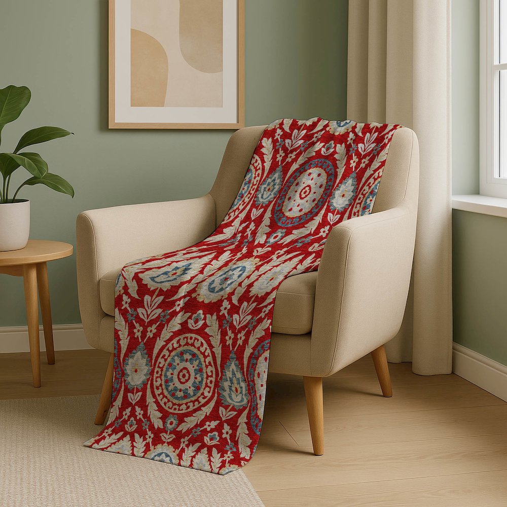 Premium Machine Washable ASB751 Red 50" x 70" Sherpa Throw Blanket. Picture 5
