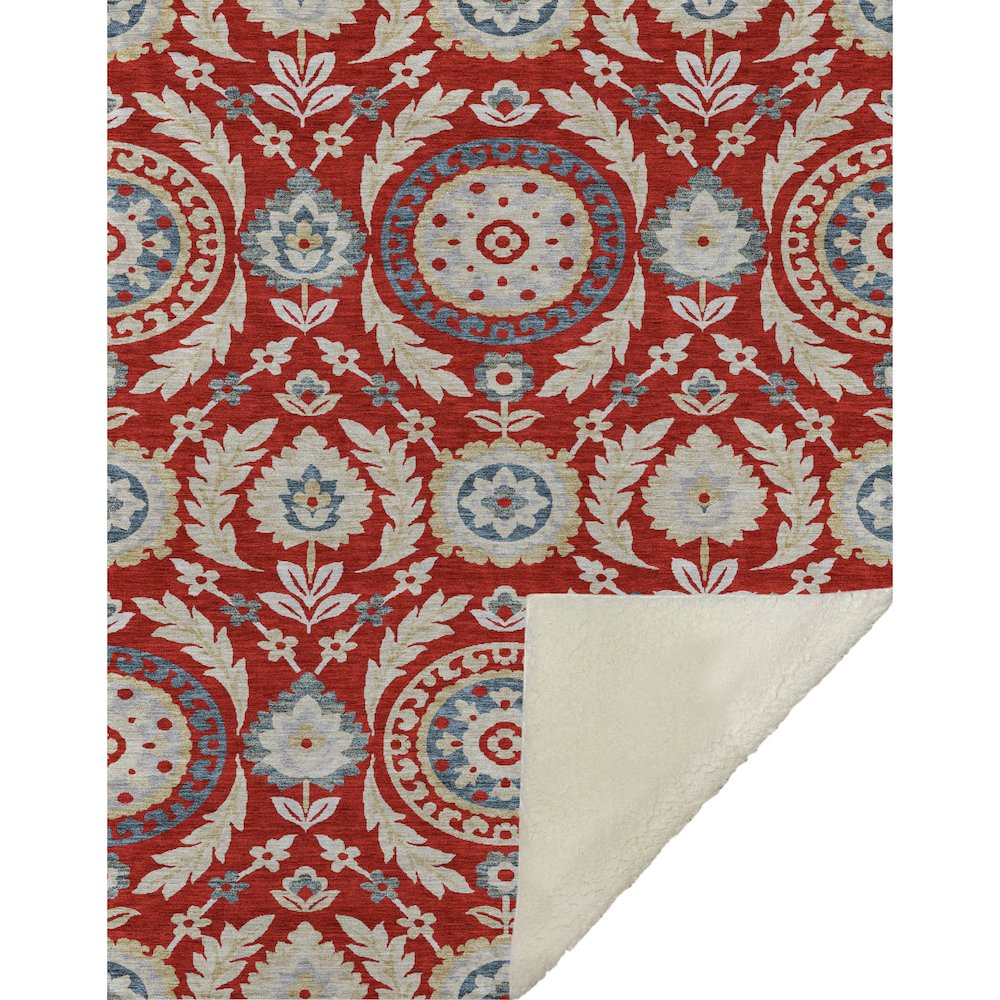 Premium Machine Washable ASB751 Red 50" x 70" Sherpa Throw Blanket. Picture 1