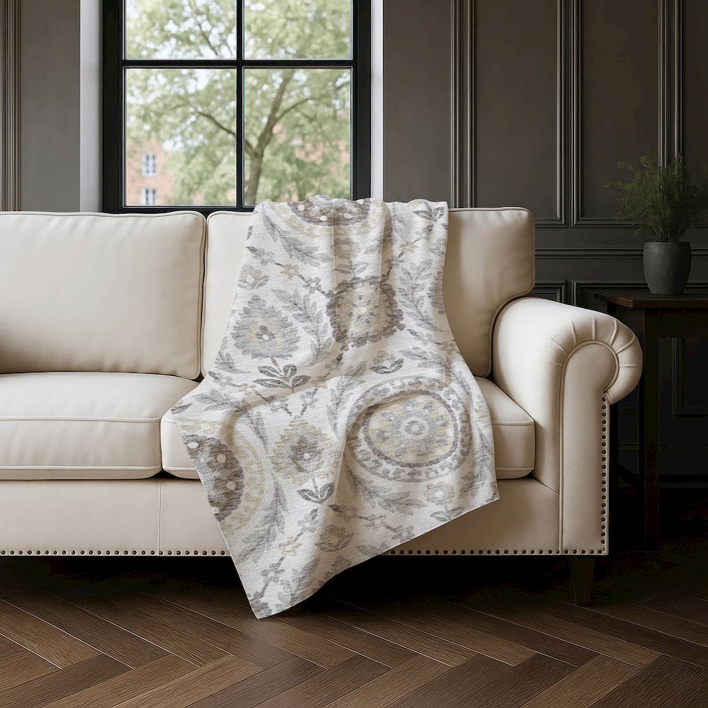 Premium Machine Washable ASB751 Silver 50" x 70" Sherpa Throw Blanket. Picture 4