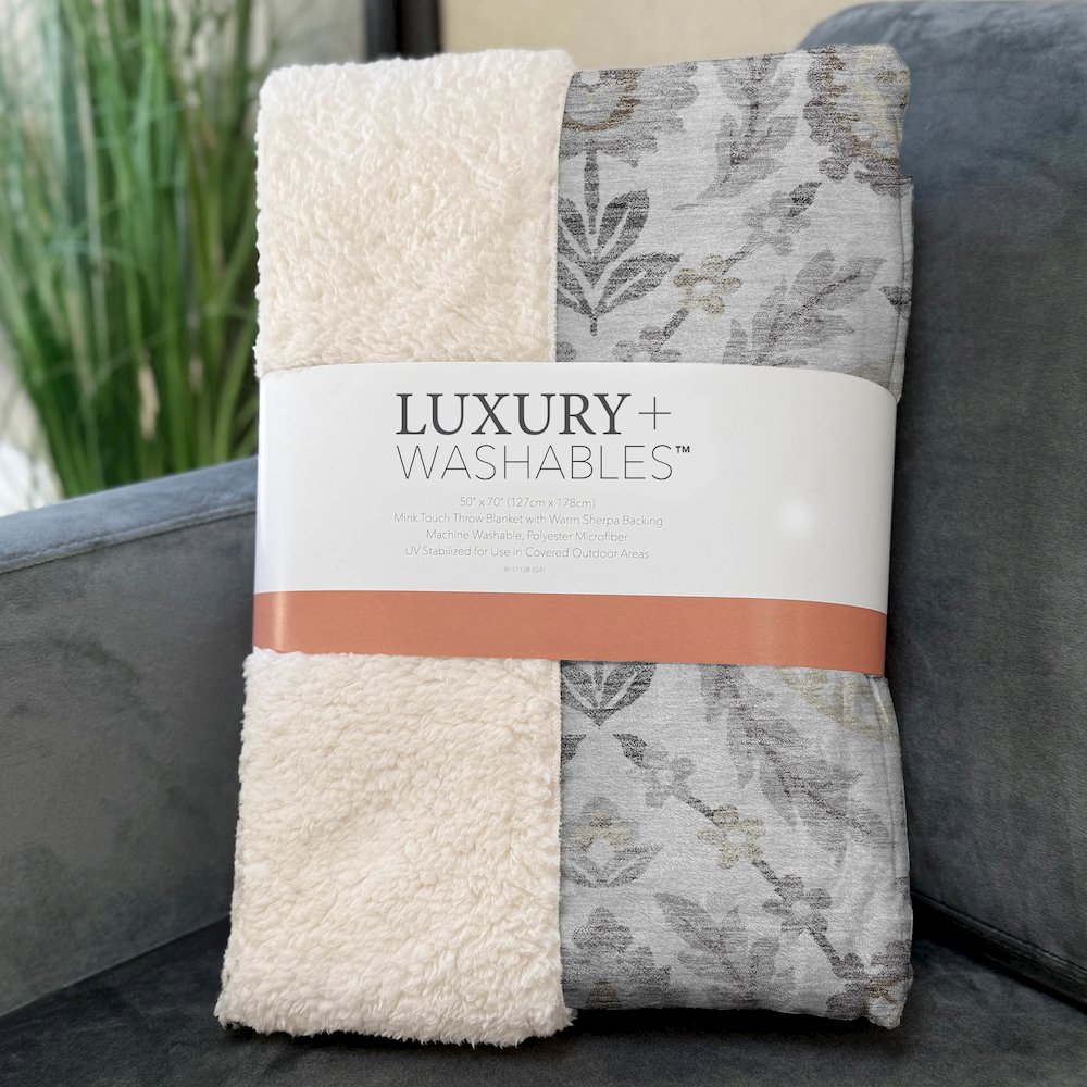 Premium Machine Washable ASB751 Silver 50" x 70" Sherpa Throw Blanket. Picture 3