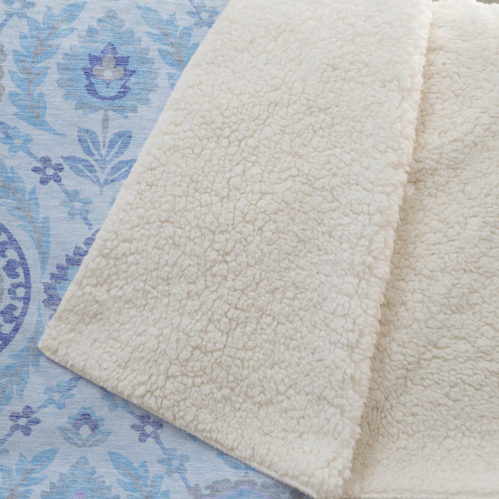 Premium Machine Washable ASB751 Sky 50" x 70" Sherpa Throw Blanket. Picture 2