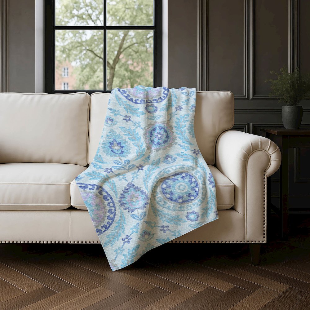 Premium Machine Washable ASB751 Sky 50" x 70" Sherpa Throw Blanket. Picture 4