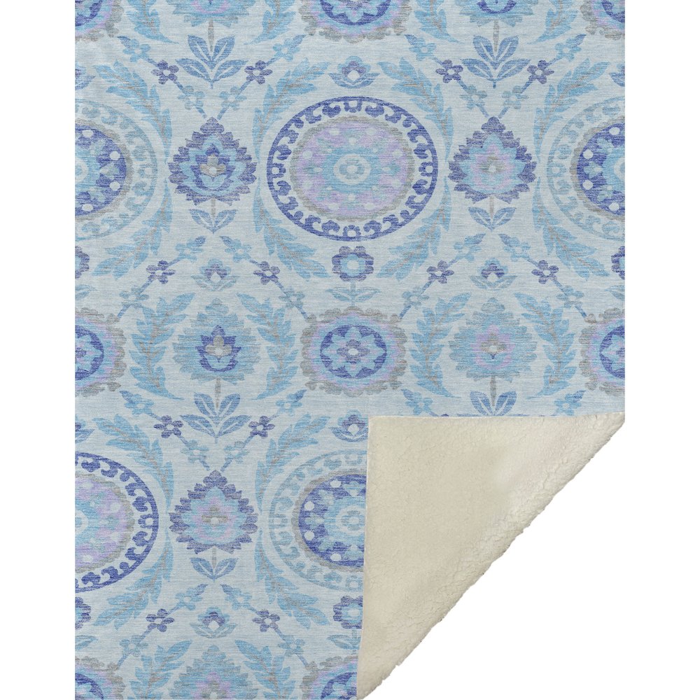 Premium Machine Washable ASB751 Sky 50" x 70" Sherpa Throw Blanket. Picture 1