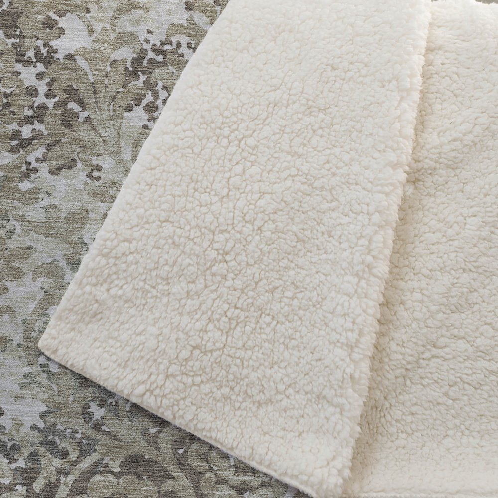 Premium Machine Washable ASB752 Beige 50" x 70" Sherpa Throw Blanket. Picture 2