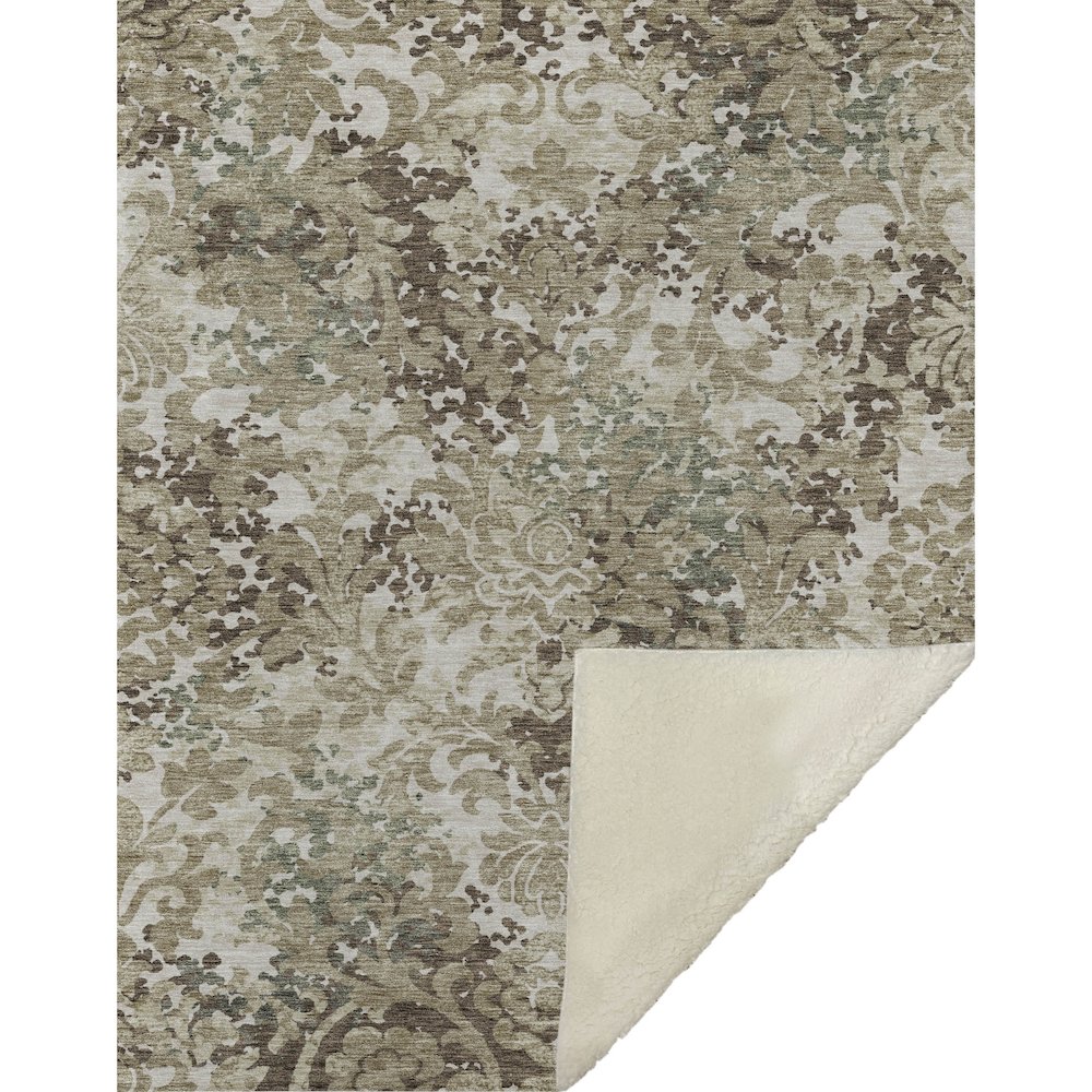 Premium Machine Washable ASB752 Beige 50" x 70" Sherpa Throw Blanket. Picture 1