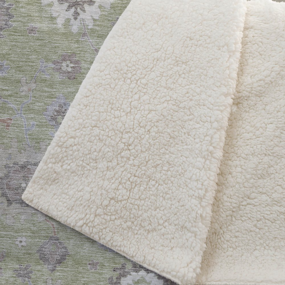 Premium Machine Washable ASB753 Aloe 50" x 70" Sherpa Throw Blanket. Picture 2