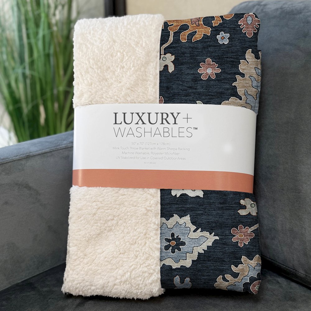 Premium Machine Washable ASB753 Black 50" x 70" Sherpa Throw Blanket. Picture 3