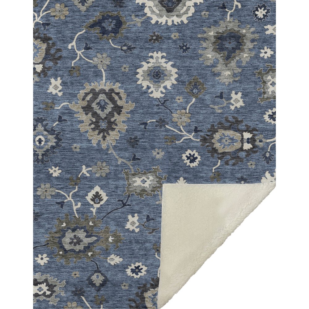 Premium Machine Washable ASB753 Blue 50" x 70" Sherpa Throw Blanket. Picture 1