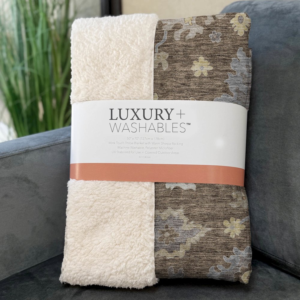 Premium Machine Washable ASB753 Chocolate 50" x 70" Sherpa Throw Blanket. Picture 3