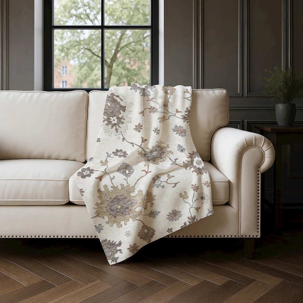 Premium Machine Washable ASB753 Ivory 50" x 70" Sherpa Throw Blanket. Picture 4