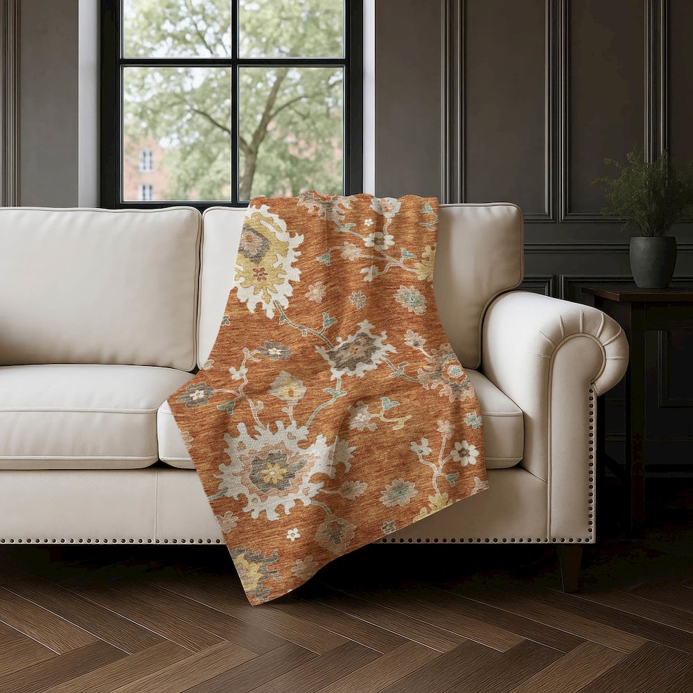 Premium Machine Washable ASB753 Paprika 50" x 70" Sherpa Throw Blanket. Picture 4