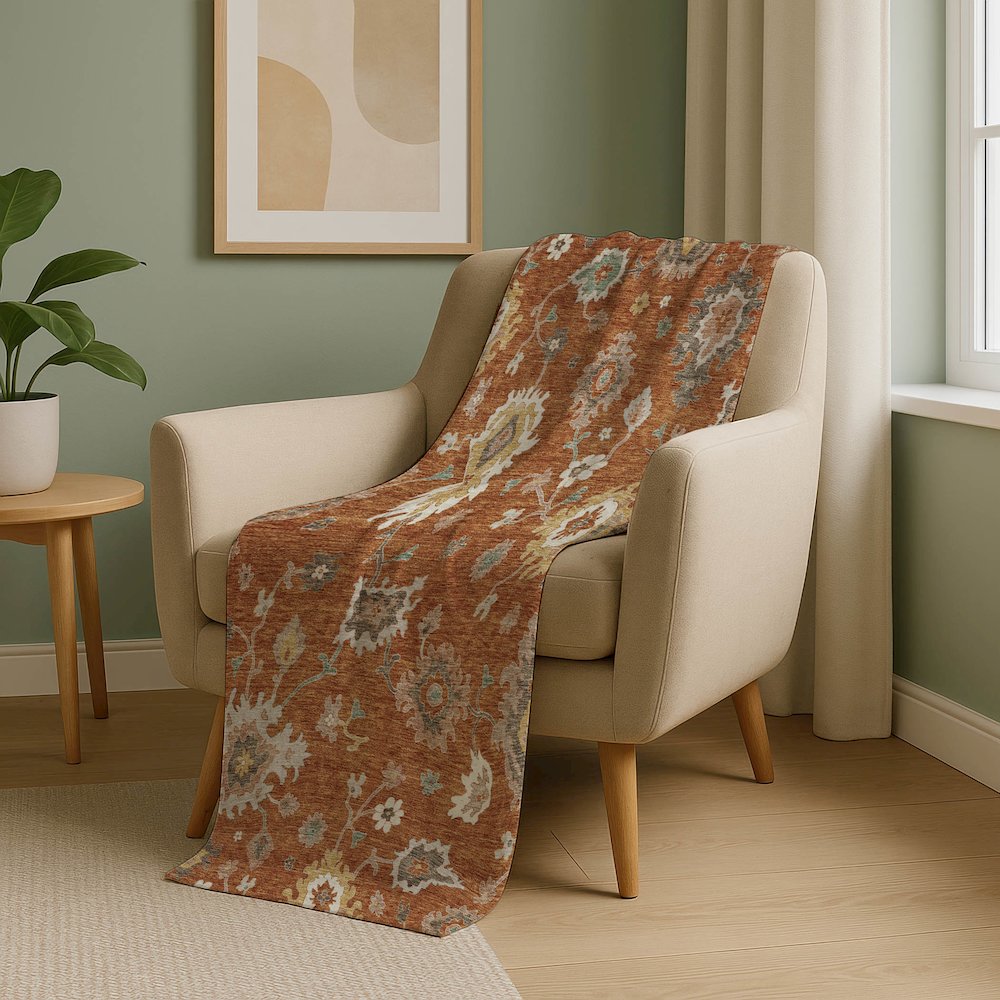 Premium Machine Washable ASB753 Paprika 50" x 70" Sherpa Throw Blanket. Picture 5
