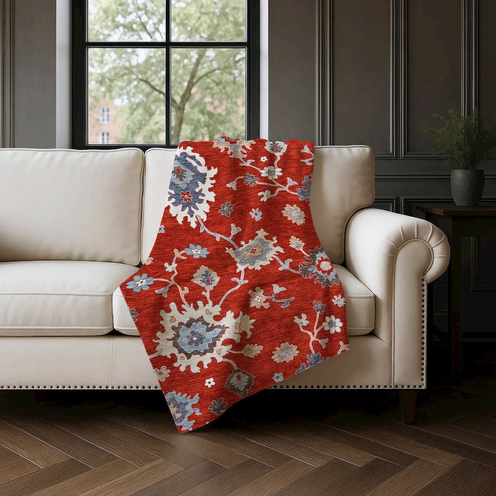 Premium Machine Washable ASB753 Red 50" x 70" Sherpa Throw Blanket. Picture 4