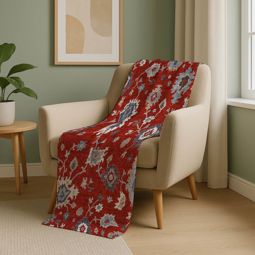 Premium Machine Washable ASB753 Red 50" x 70" Sherpa Throw Blanket. Picture 5