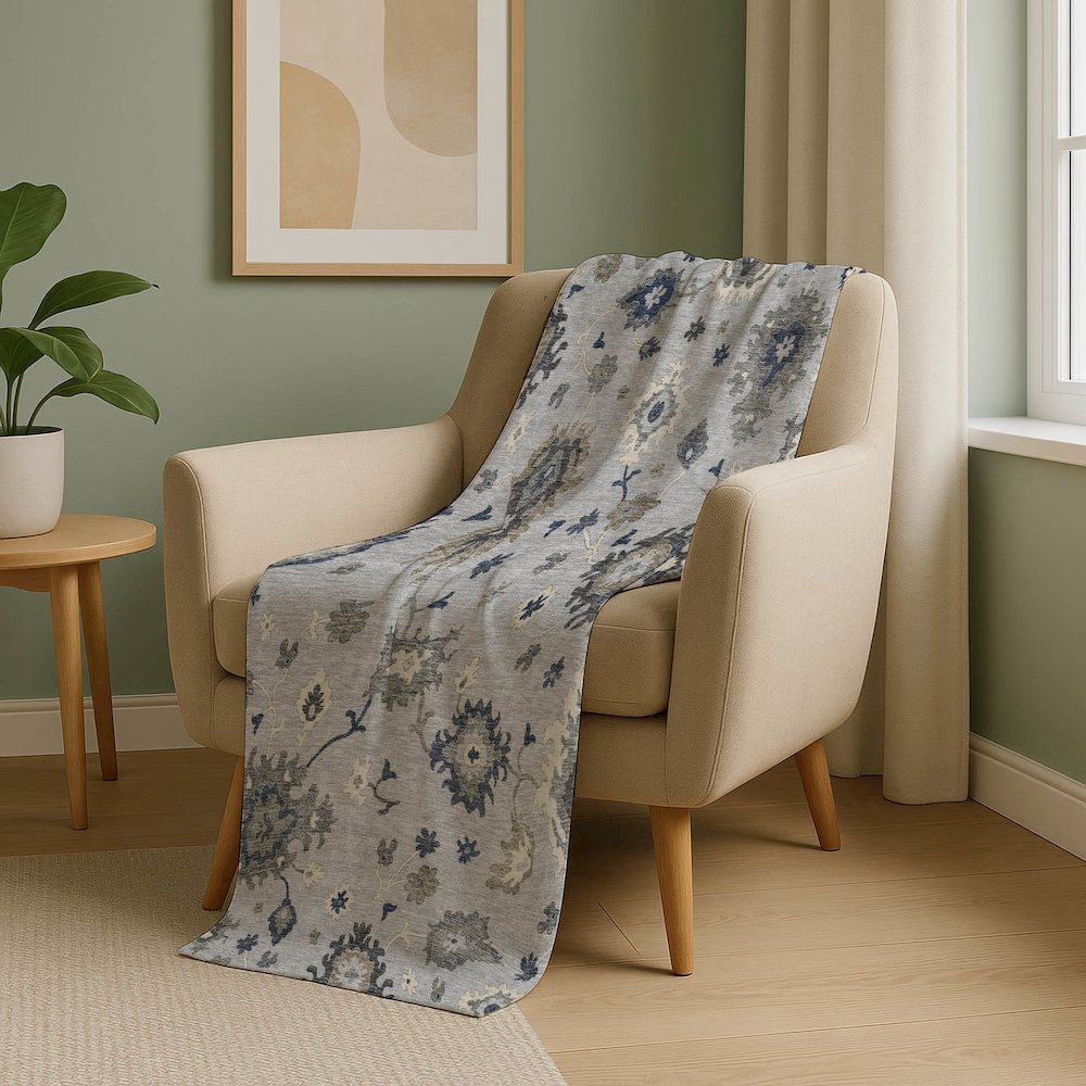 Premium Machine Washable ASB753 Silver 50" x 70" Sherpa Throw Blanket. Picture 5