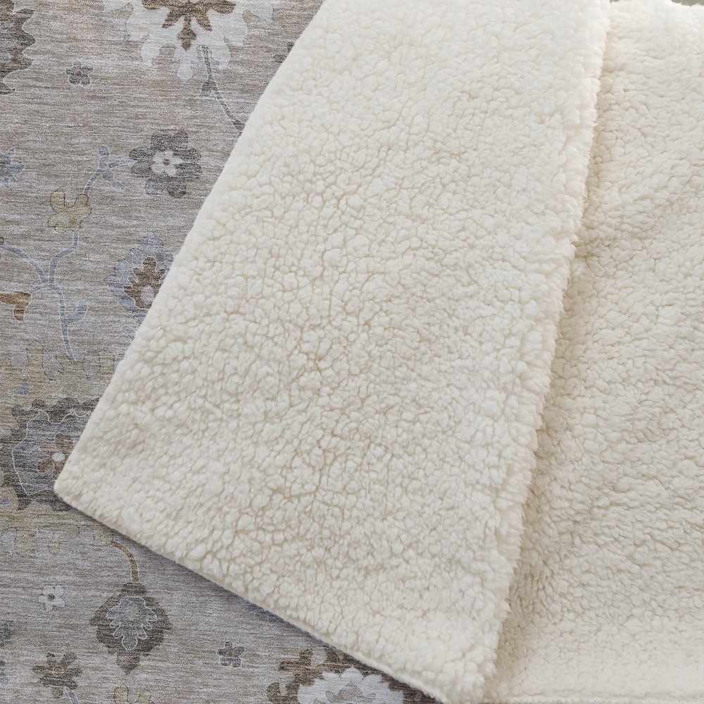 Premium Machine Washable ASB753 Taupe 50" x 70" Sherpa Throw Blanket. Picture 2