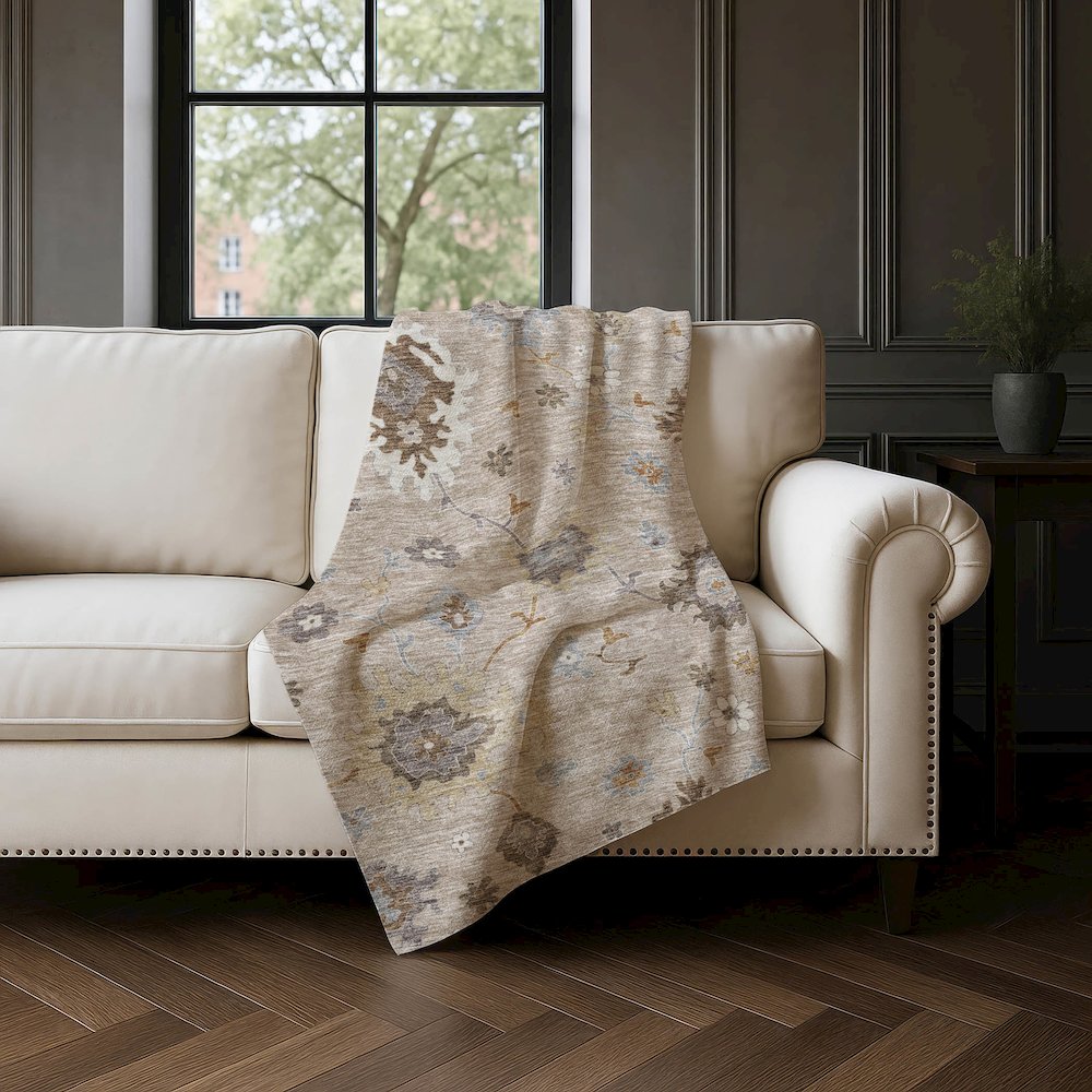 Premium Machine Washable ASB753 Taupe 50" x 70" Sherpa Throw Blanket. Picture 4