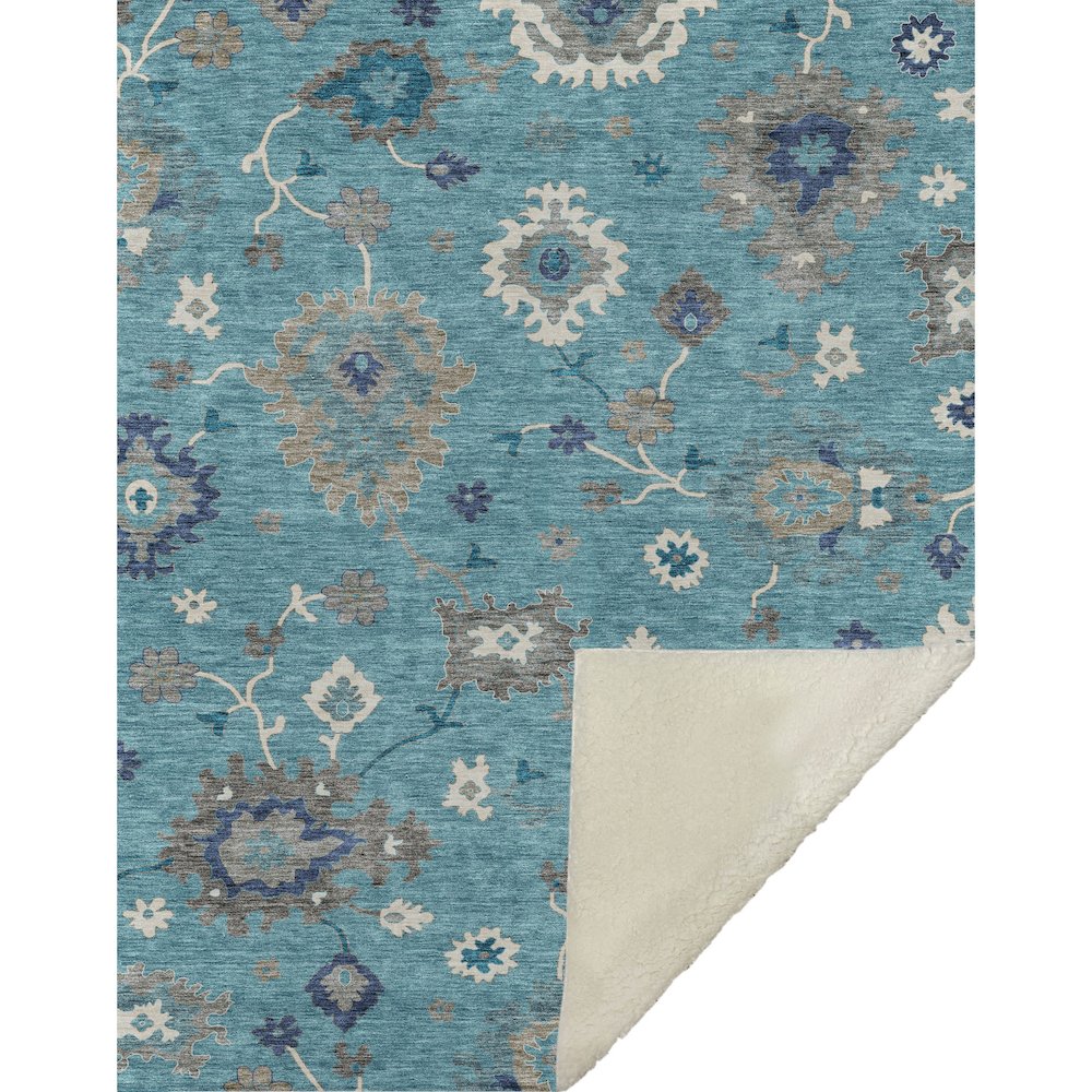 Premium Machine Washable ASB753 Teal 50" x 70" Sherpa Throw Blanket. Picture 1