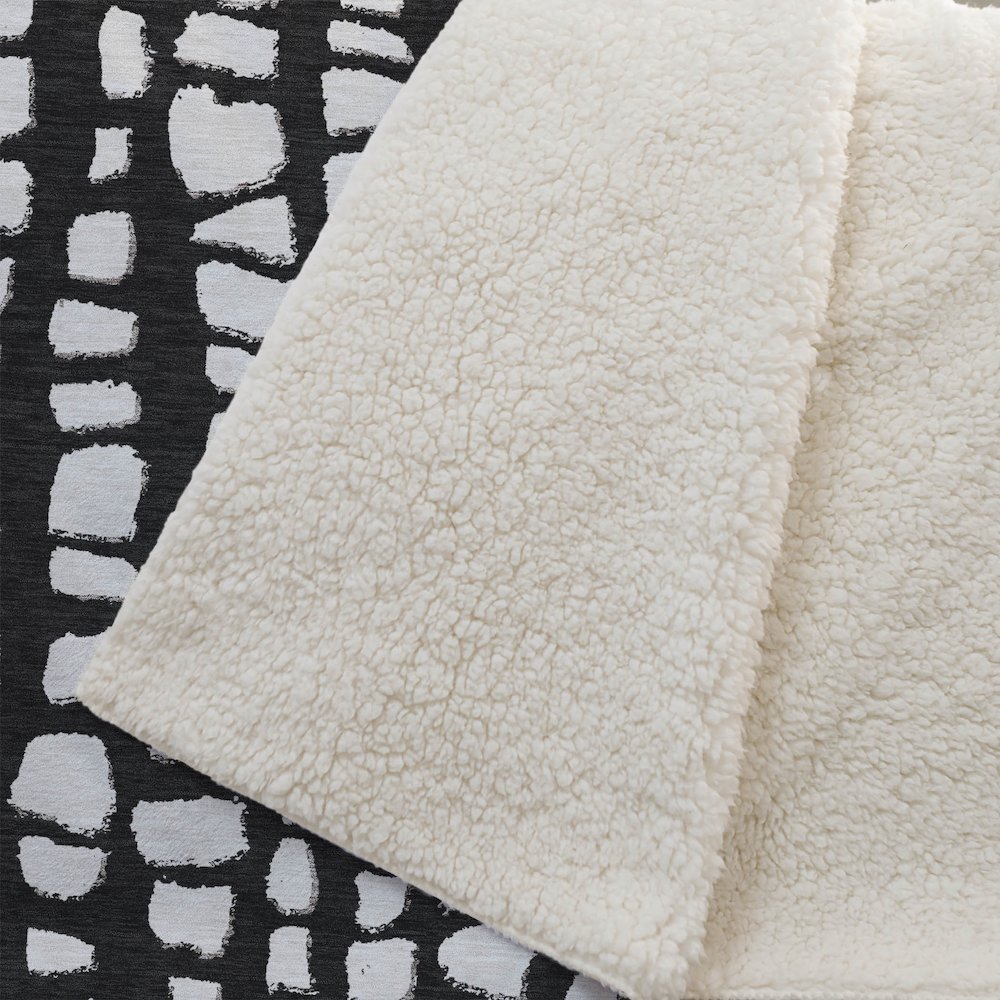 Premium Machine Washable ASB754 Black 50" x 70" Sherpa Throw Blanket. Picture 2