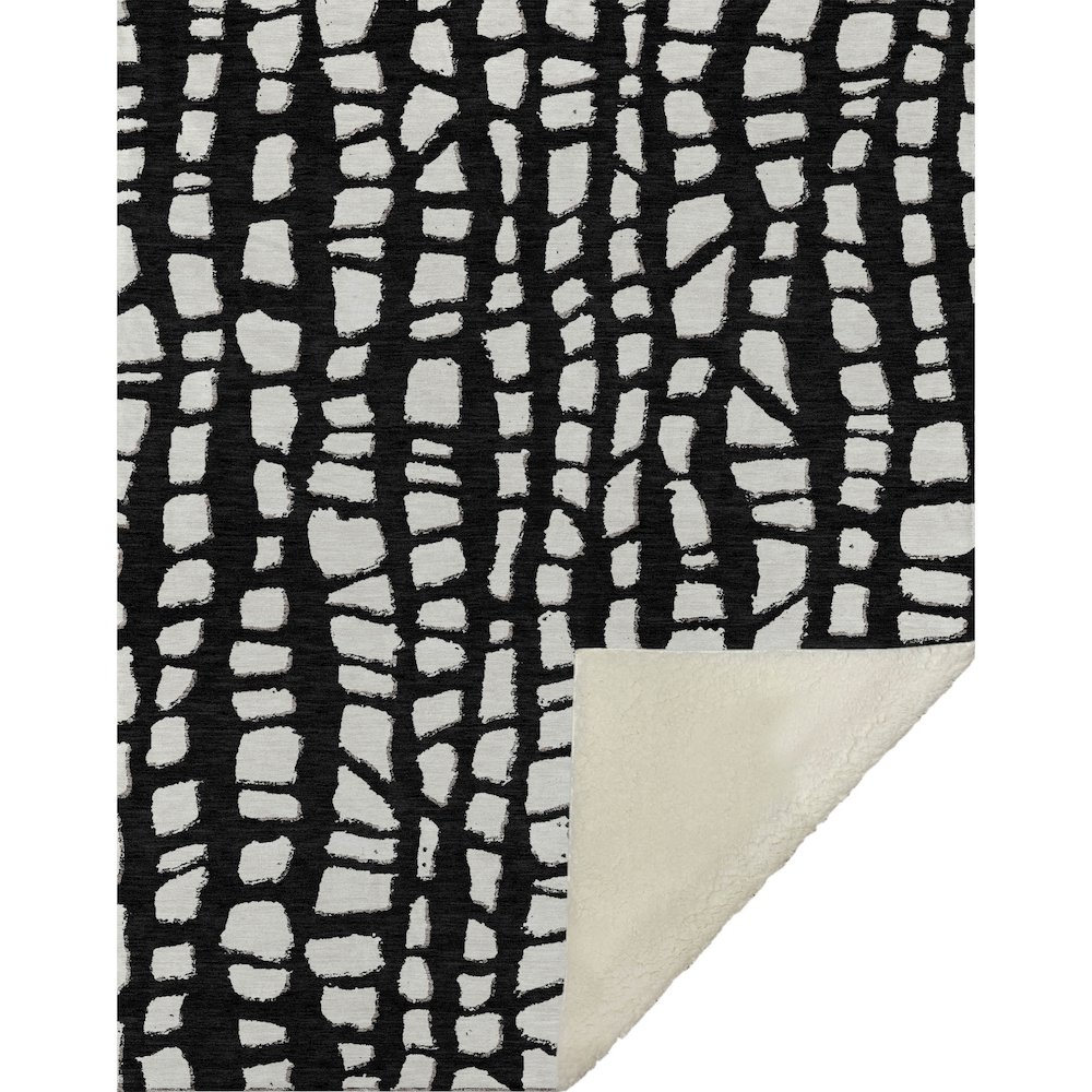 Premium Machine Washable ASB754 Black 50" x 70" Sherpa Throw Blanket. Picture 1