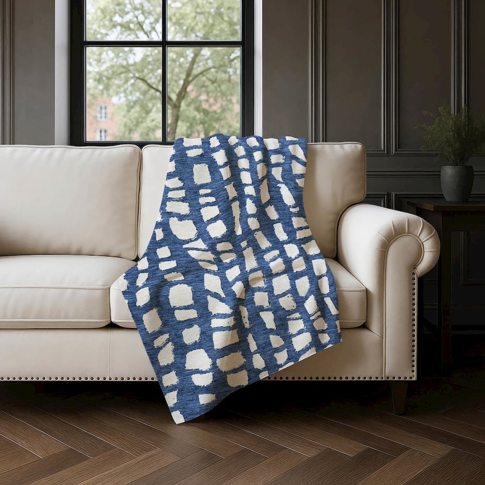 Premium Machine Washable ASB754 Navy 50" x 70" Sherpa Throw Blanket. Picture 4