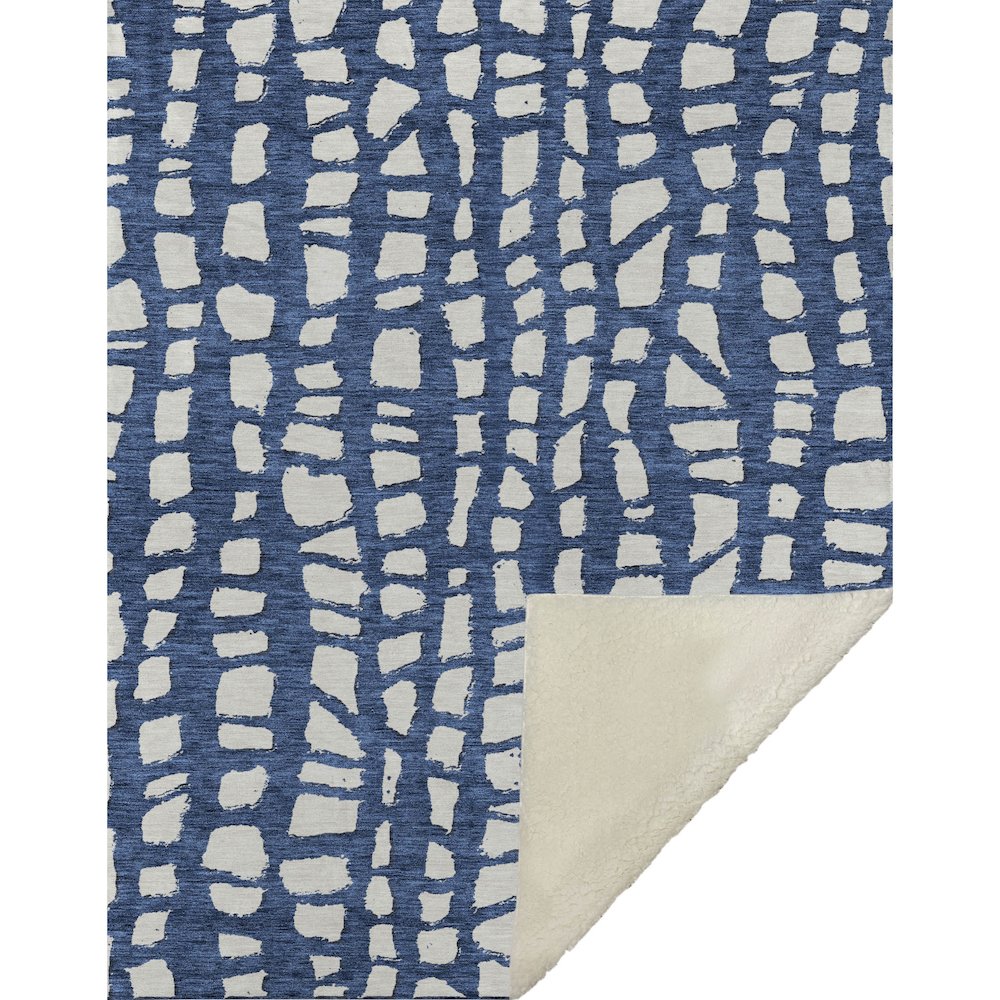Premium Machine Washable ASB754 Navy 50" x 70" Sherpa Throw Blanket. Picture 1