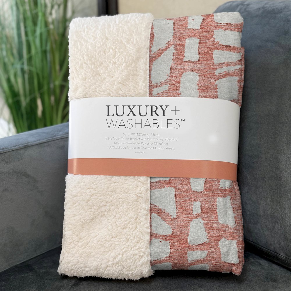 Premium Machine Washable ASB754 Salmon 50" x 70" Sherpa Throw Blanket. Picture 3