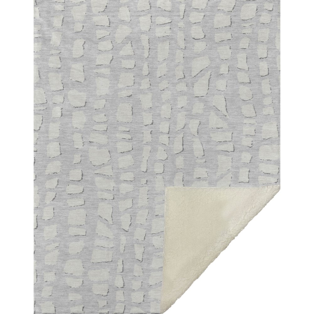 Premium Machine Washable ASB754 Silver 50" x 70" Sherpa Throw Blanket. Picture 1
